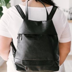 Black Faux-Leather Backpack